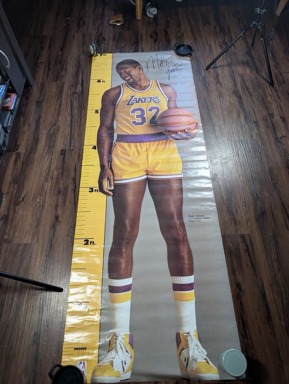 Vintage 1988 Magic Johnson 7'ft "Measure Up" Poster Life Size LA Lakers